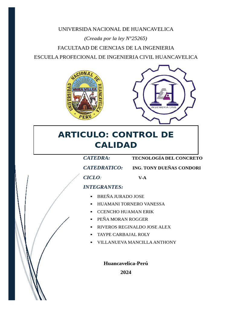 Control de Calidad del Concreto en Ingeniería | PDF | Hormigón | Cemento