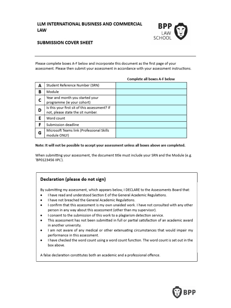 LLM IBCL International Business and Commercial Law Formative Assessment ...