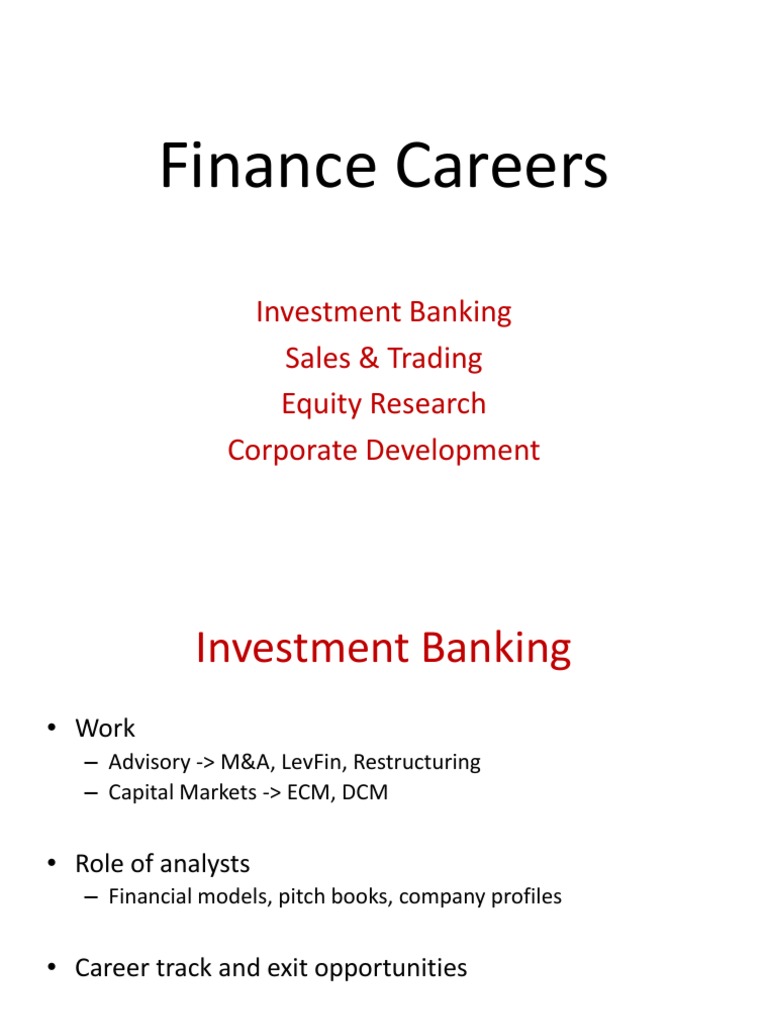 A Guide To Careers In Investment Banking Sales Trading Equity