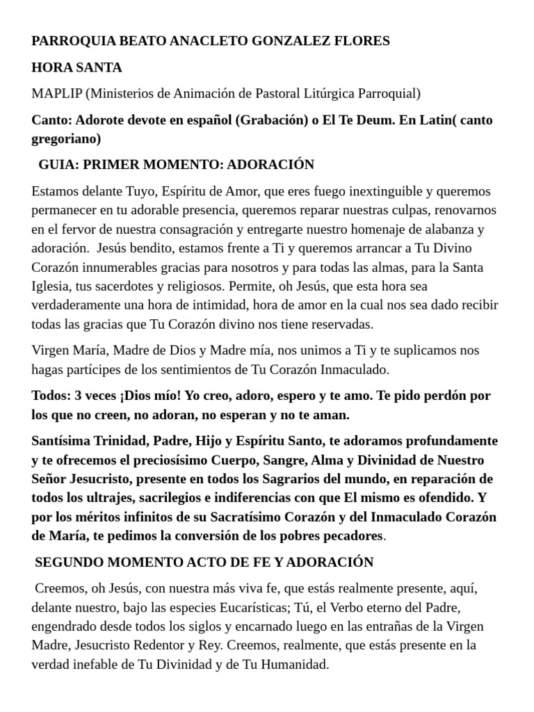 Hora Santa: Guía de Adoración 2025 | PDF | María, madre de Jesús | Amor