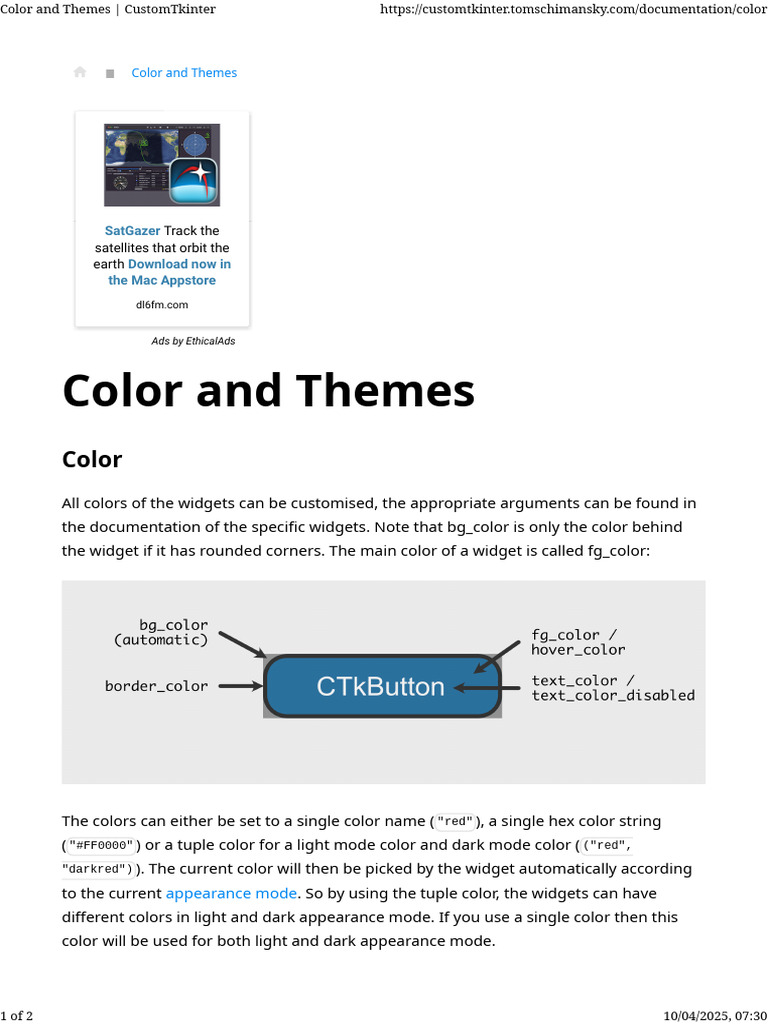 Color and Themes - CustomTkinter | PDF
