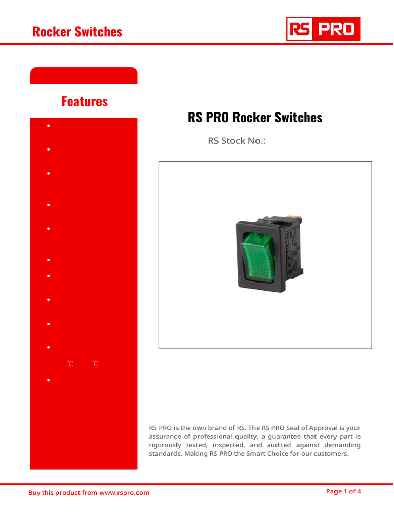 RS PRO Rocker Switches | PDF | Switch | Electrical Components