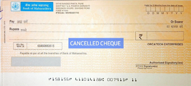 Bank of Maharashtra Cheque Sample | PDF