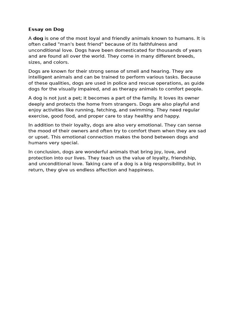 Essay On Dog | PDF