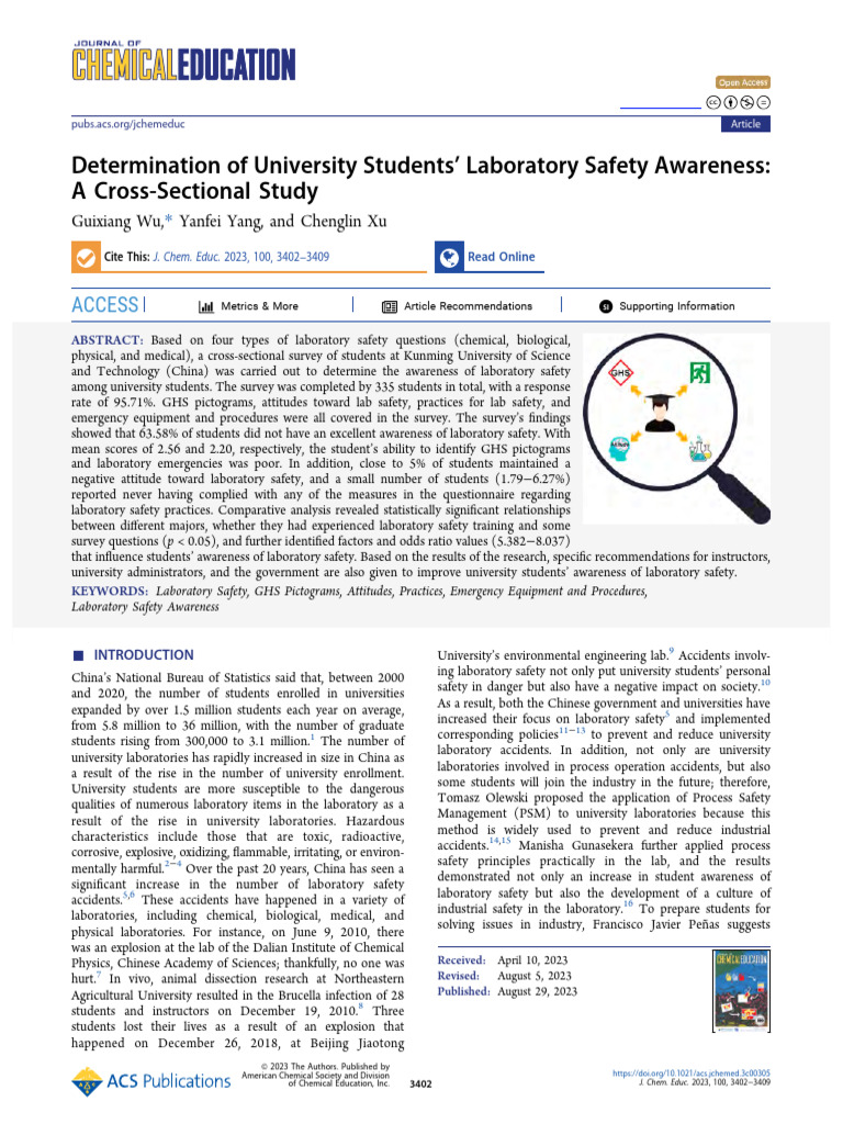 University Students' Lab Safety Awareness | PDF | P Value | Statistics