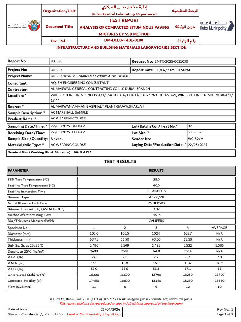 Bituminous Paving Mixtures Test Report | PDF | Materials | Building ...