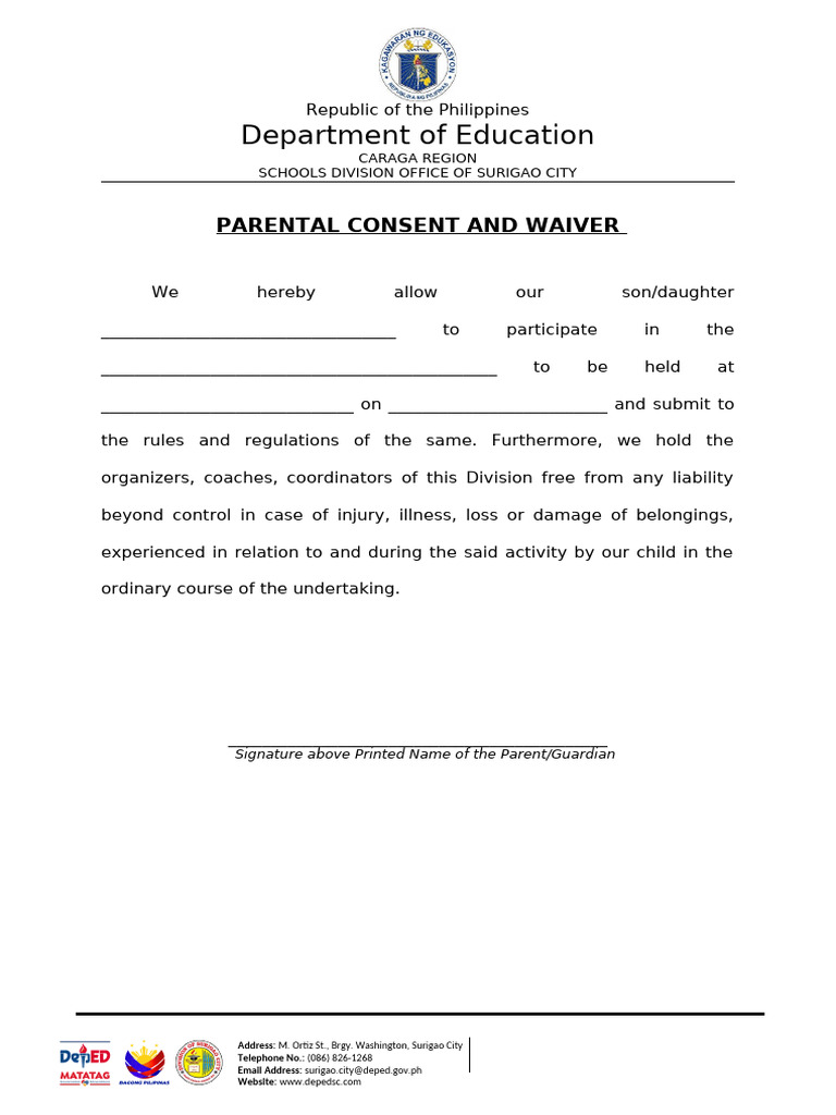 Parental Consent Form for Activities | PDF