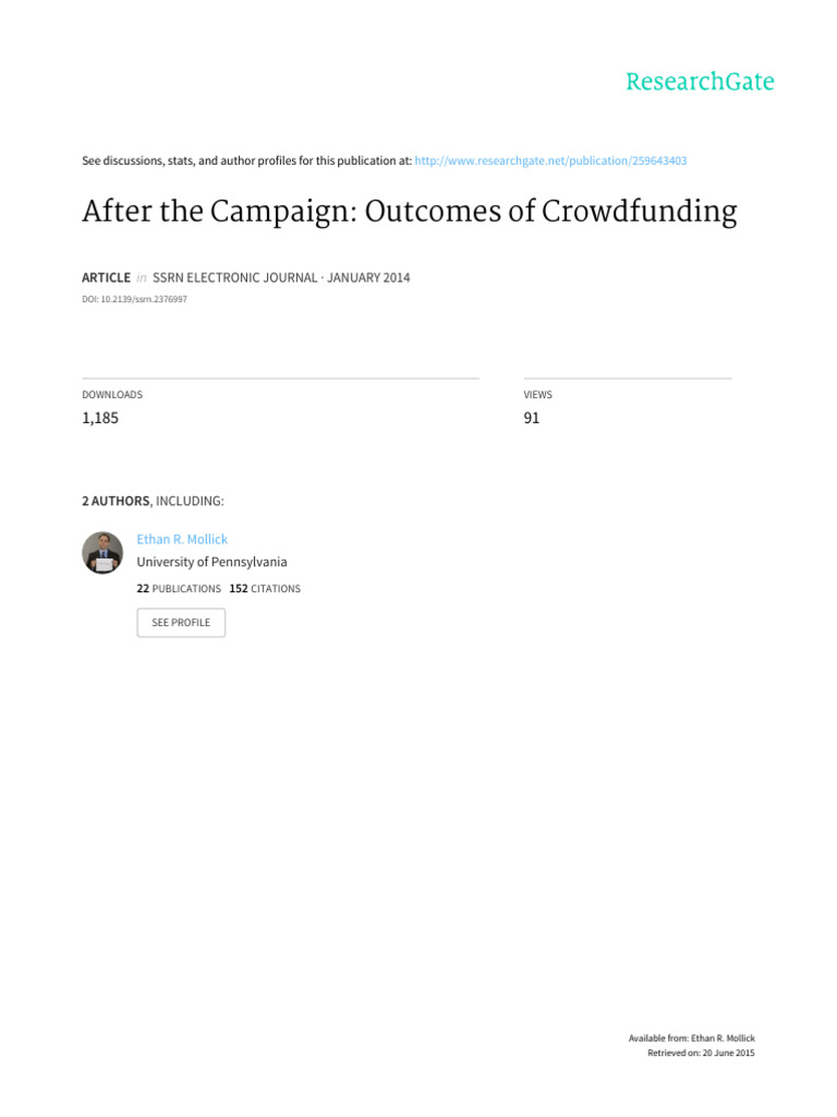 Post-Campaign Crowdfunding Outcomes | PDF | Venture Capital | Corporate ...