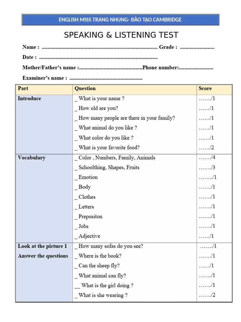 Cambridge Speaking & Listening Test | PDF | Human Communication ...