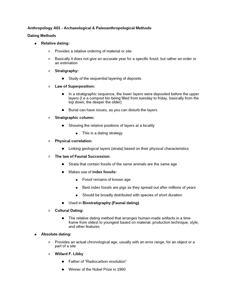 ANTA01 Lecture 5 Archaeological & Paleoanthropological Methods | PDF ...