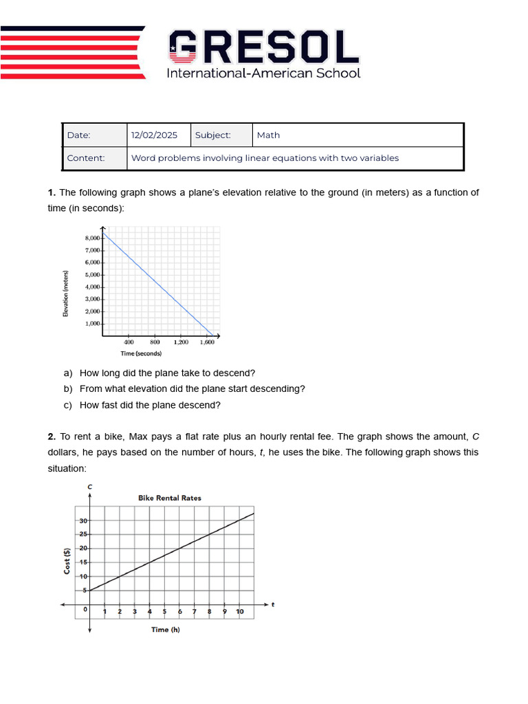 Word problems (linear equations with two variables) | PDF | Mathematics