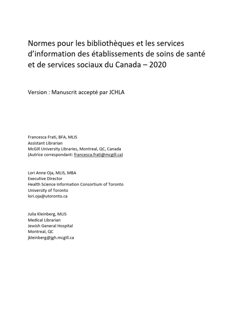CHLA Standards 2020 FINAL Accepted Site Web Dec 14 2020 | PDF ...