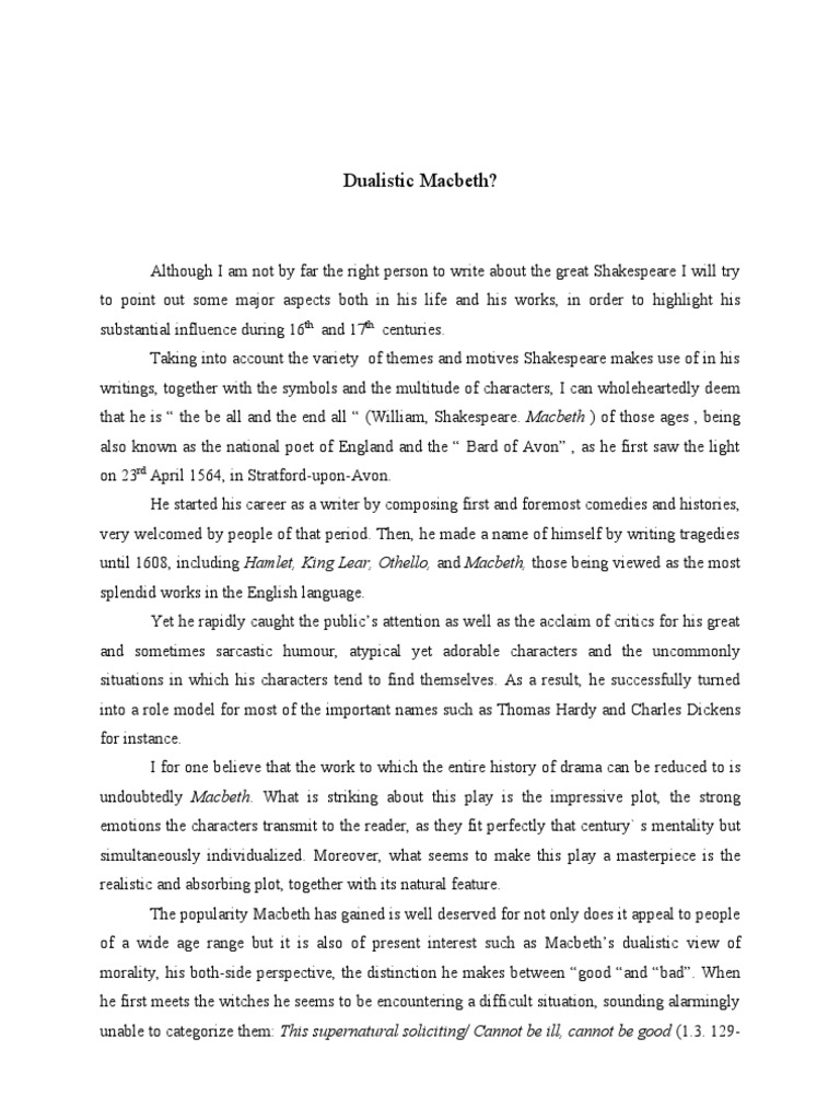 Exploring Macbeth's Duality | PDF | Macbeth | William Shakespeare