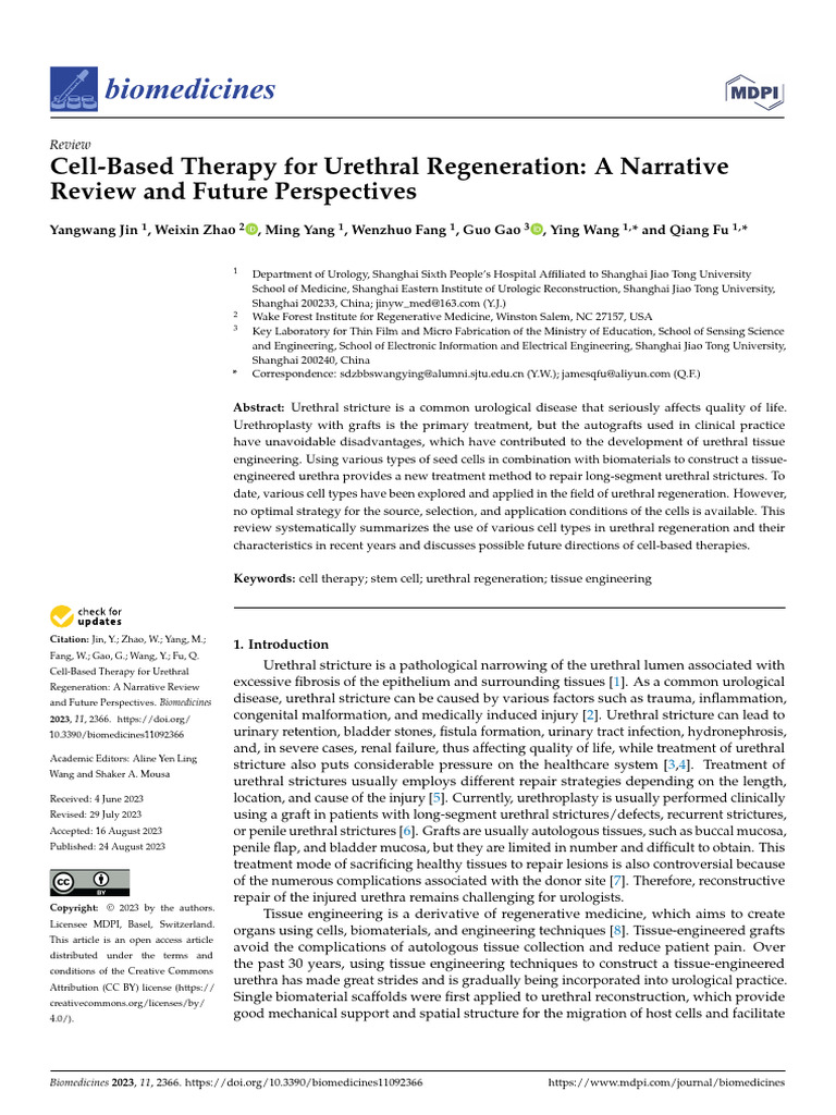Biomedicines 11 02366 | PDF | Embryonic Stem Cell | Tissue Engineering