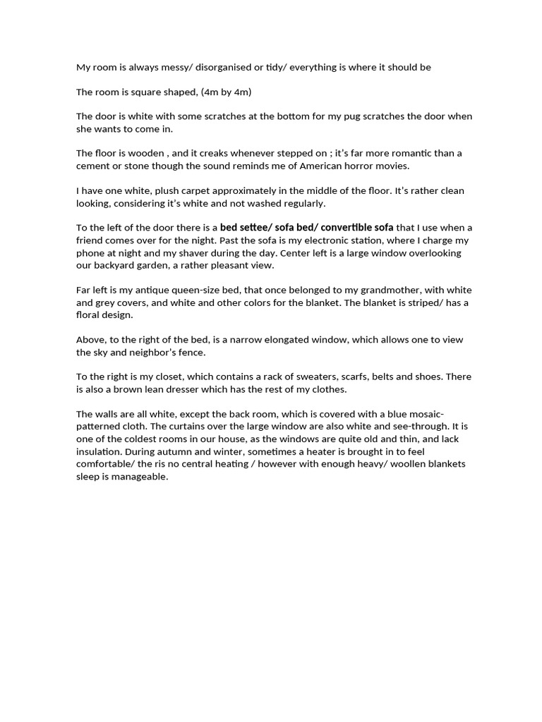 Room Description and Layout | PDF
