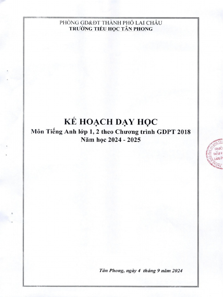Ke Hoach Day Hoc Mon Tieng Anh Lop 1 2 Theo Chuong Trinh 2018 Nam Hoc ...