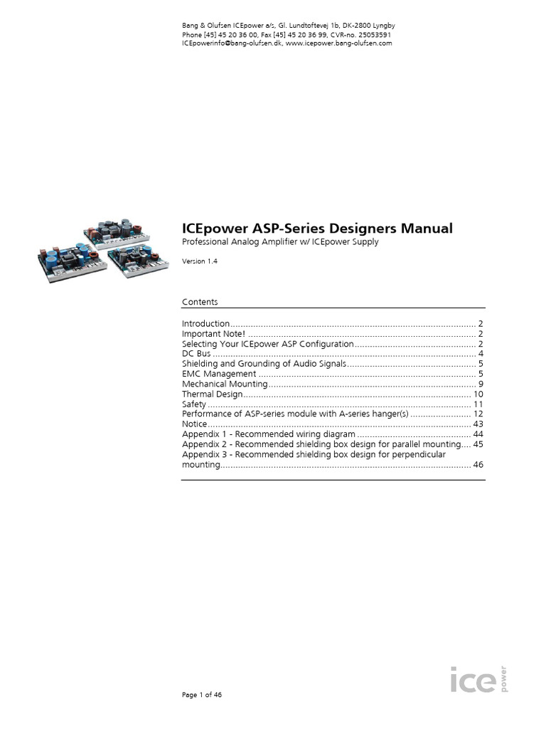 ICEpower ASP-Series Design Manual | PDF | Amplifier | Loudspeaker
