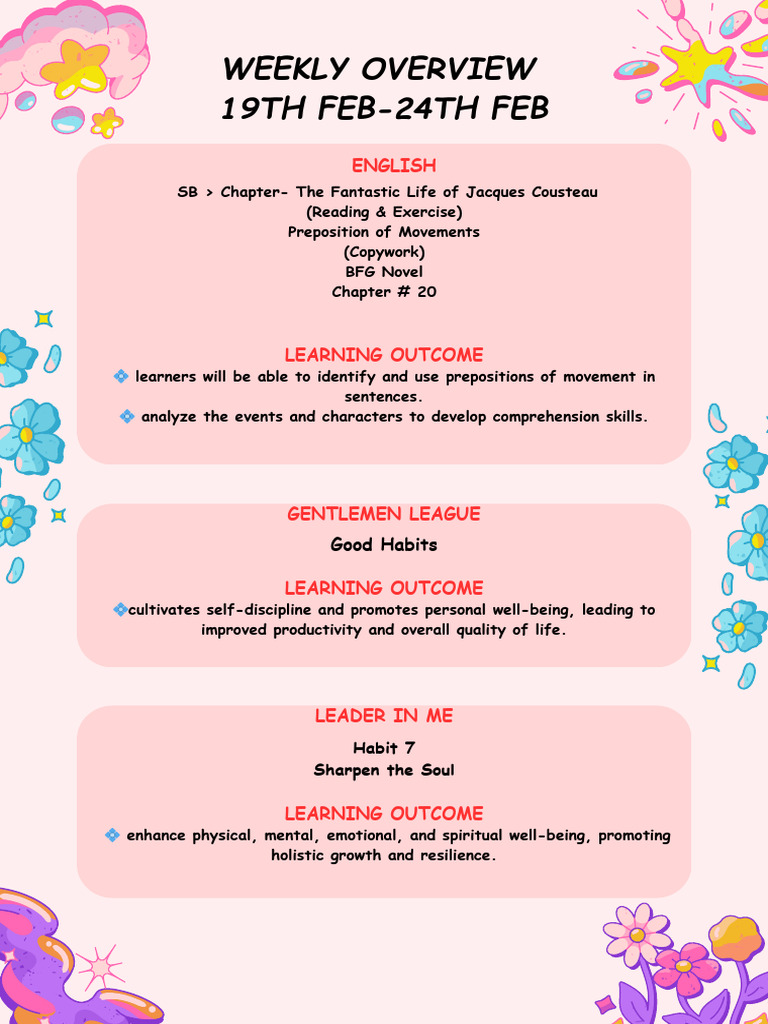 WeeklyOverview19th 23rdfebruary | PDF | Ecosystem | Learning
