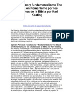 Catolicismo y Fundamentalismo the Attack on Romanismo Por Los Cristianos de La Biblia Por Karl Keating - Five Stars for Being Honest!