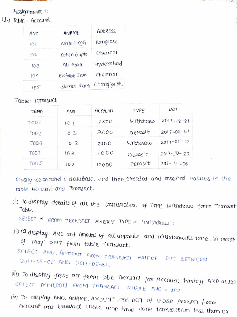 DBMS - Assig 1 & 2 | PDF