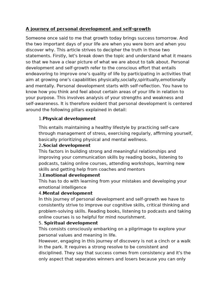 A journey of personal development and self-growth | PDF | Personal ...