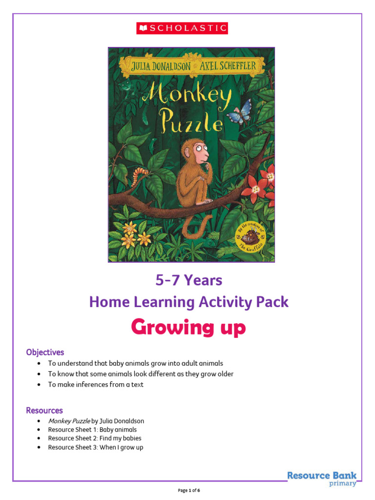 Monkey Puzzle Activity Pack for Kids | PDF