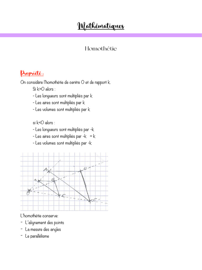 Homothétie : Propriétés et Applications | PDF