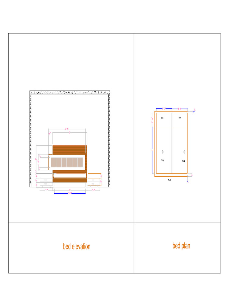 Bed Elevation and Plan Details | PDF