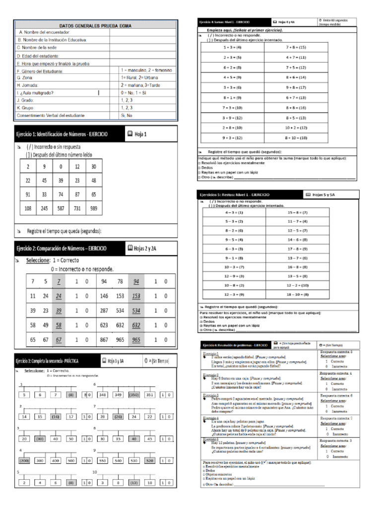 EGMA Prueba | PDF