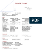 Mike Pleasant Acting Resume