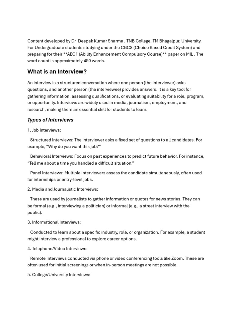 Interview and its types V_1.1 | PDF | Job Interview | Interview