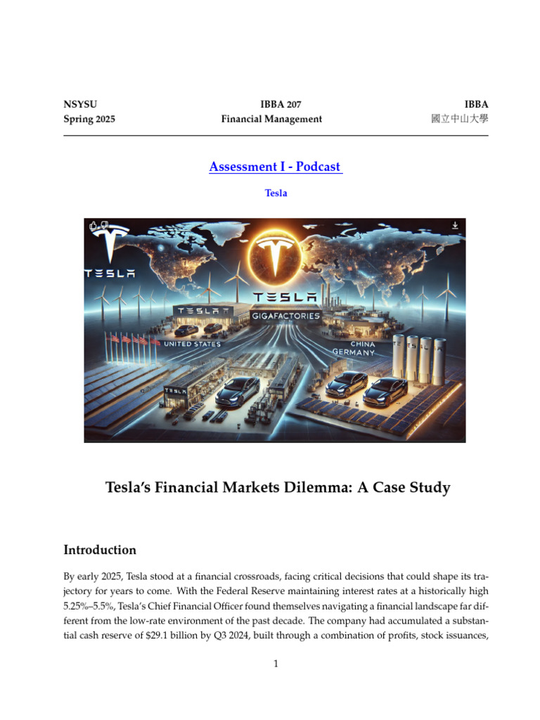 Tesla's Financial Strategy Dilemma 2025 | PDF | Bonds (Finance) | Interest