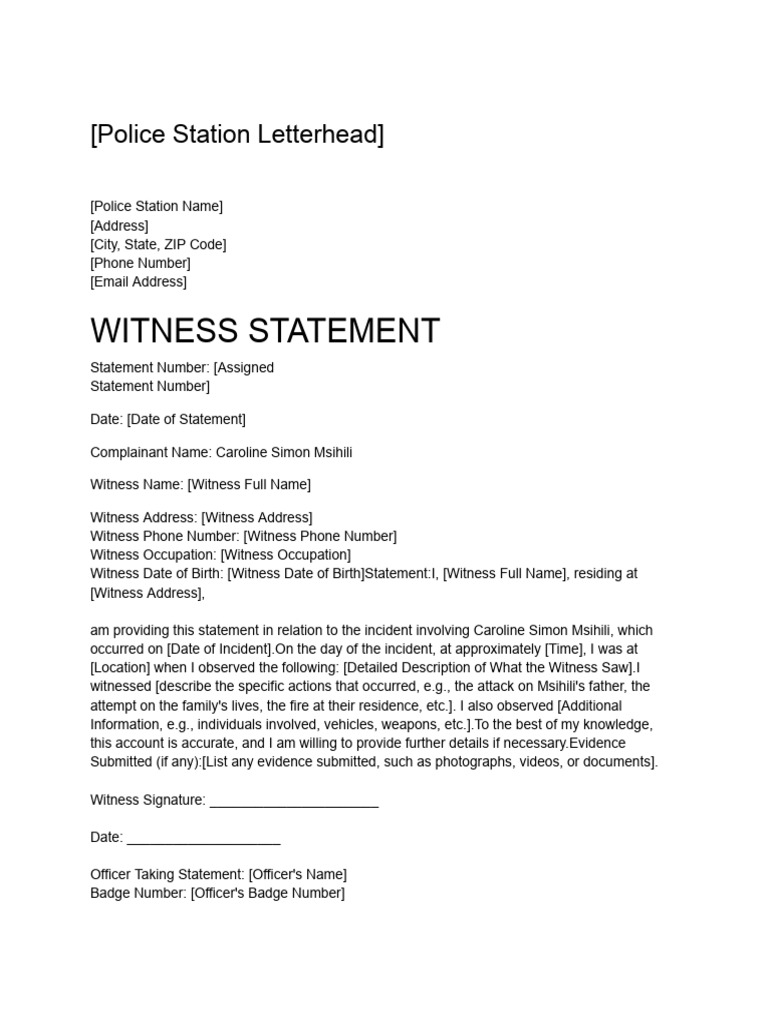 Police Witness Statement Template | PDF