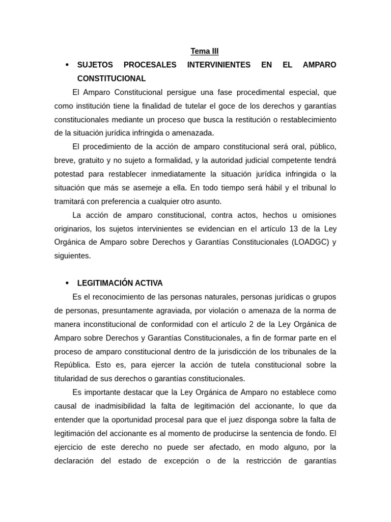 Amparo Constitucional | PDF | Derecho Constitucional | Caso de ley