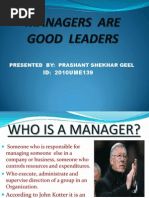 Managers Are Good Leaders