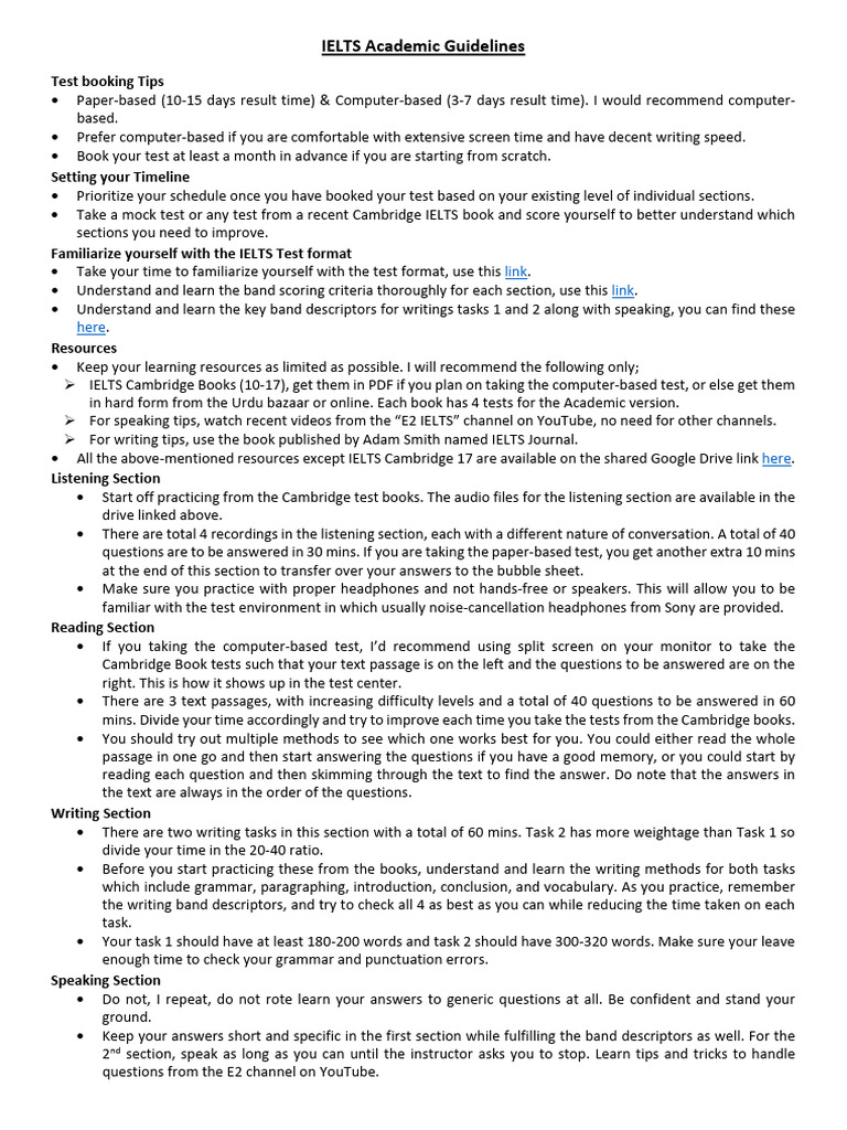 IELTS Academic Test Preparation Guide | PDF | International English ...