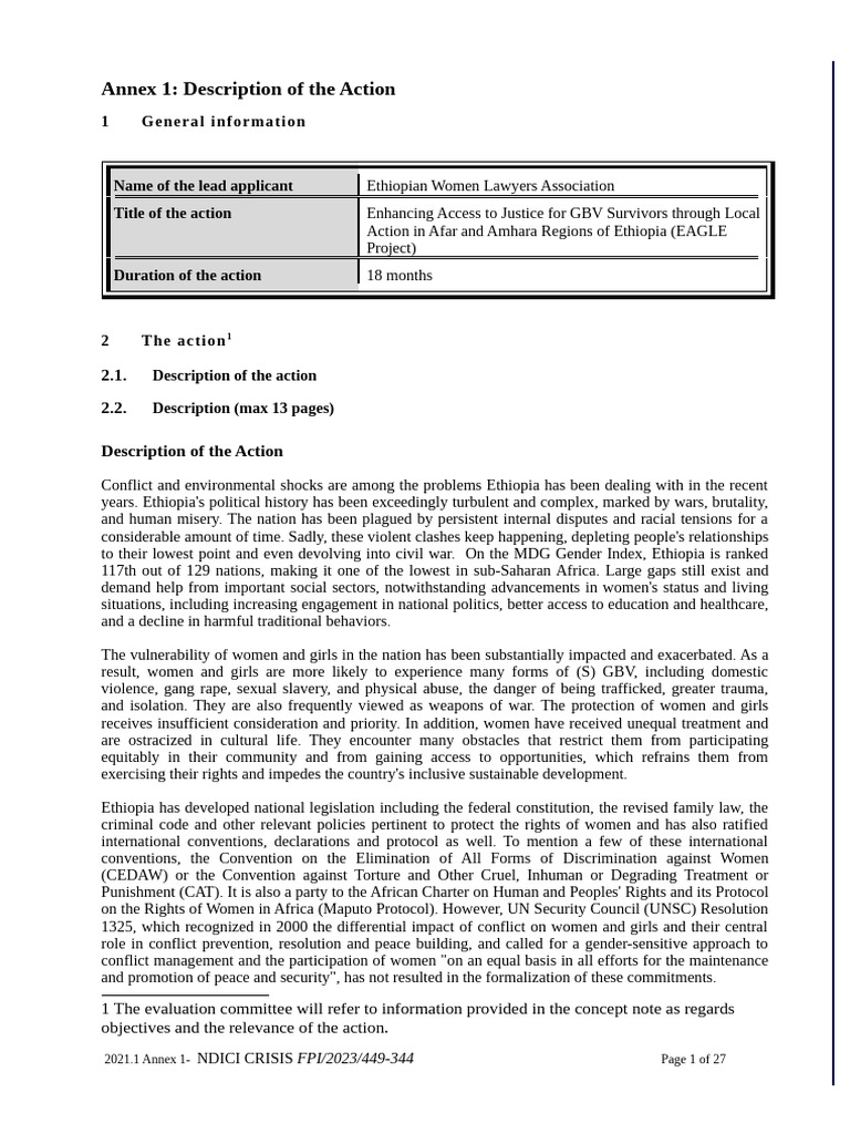 01 449-344 Annex I Description of The Action | PDF | Legal Aid ...