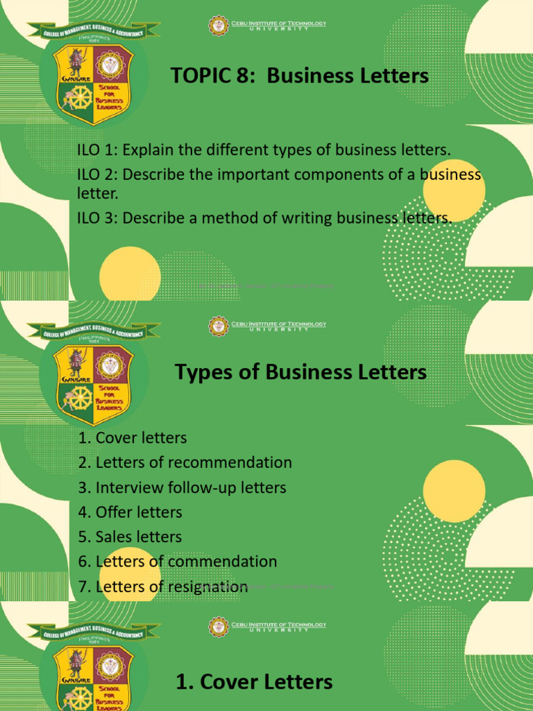 Types and Components of Business Letters | PDF | Human Communication