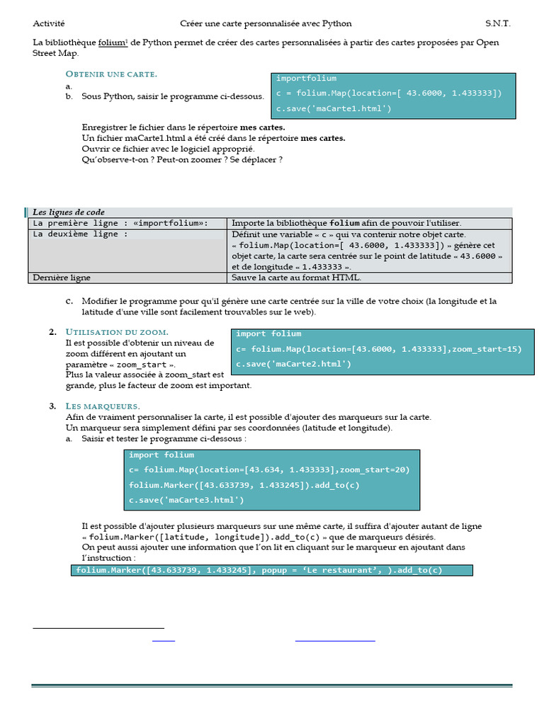 Créer Une Carte Personnalisée Avec PythonV2 | PDF | Bibliothèque ...