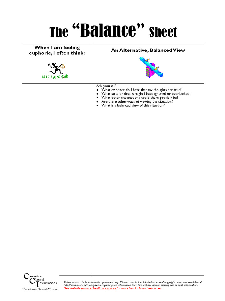 Bipolar Worksheet - 16 - The Balance Sheet | PDF