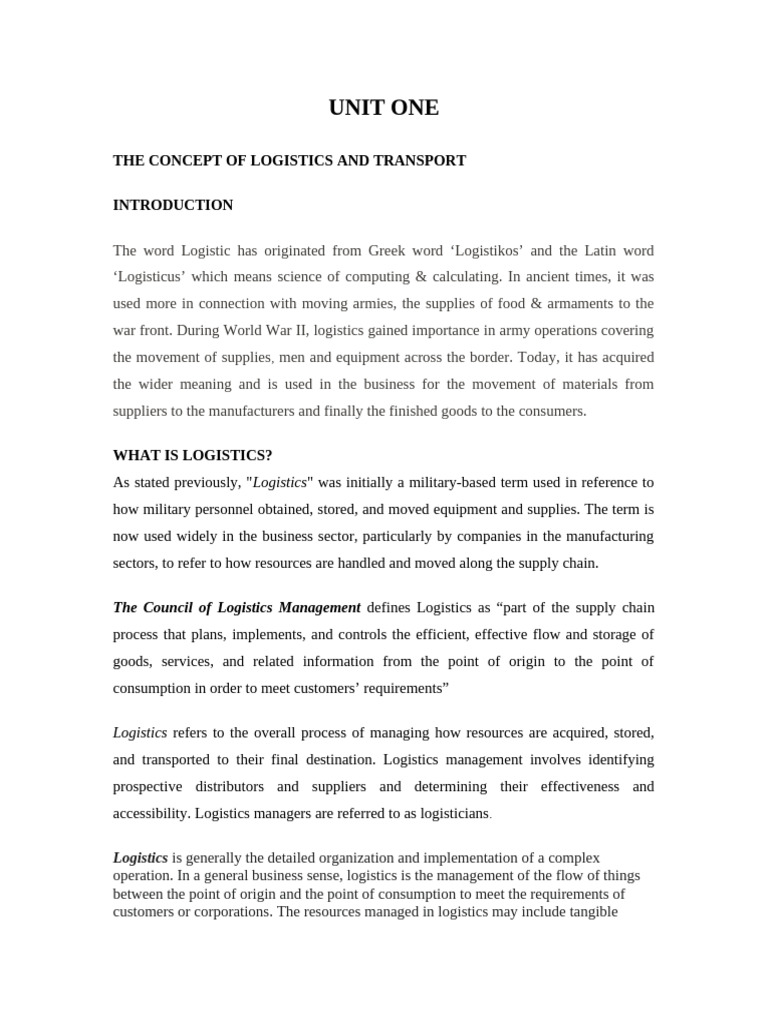 Logistics and Transport Management Students' Manual - Plu 08207 | PDF ...