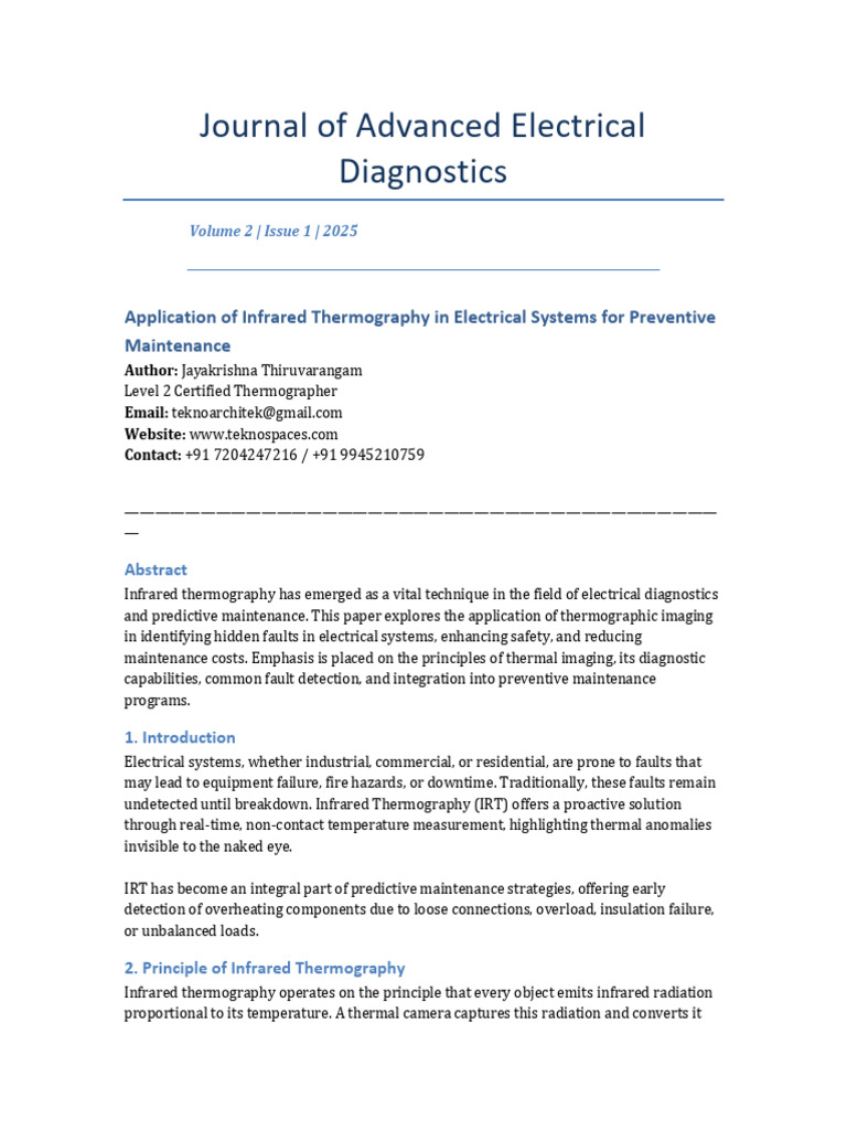 Infrared Thermography in Electrical Maintenance | PDF | Thermography