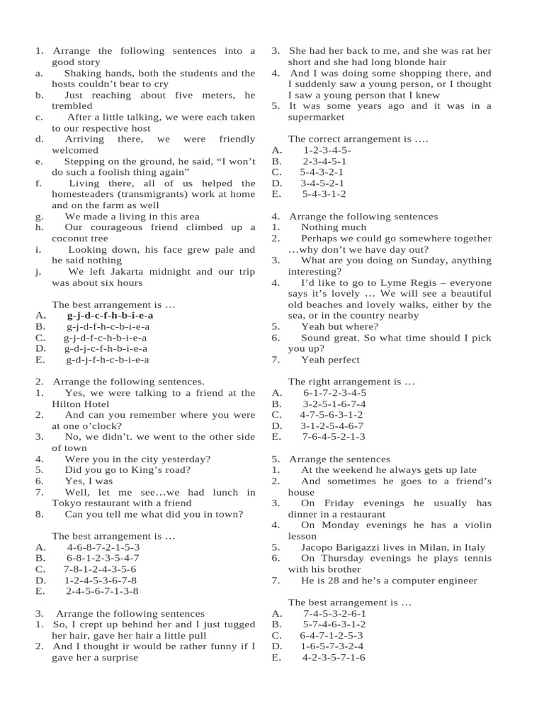 Jumbled Sentences Worksheet for Classes 4-6 | PDF