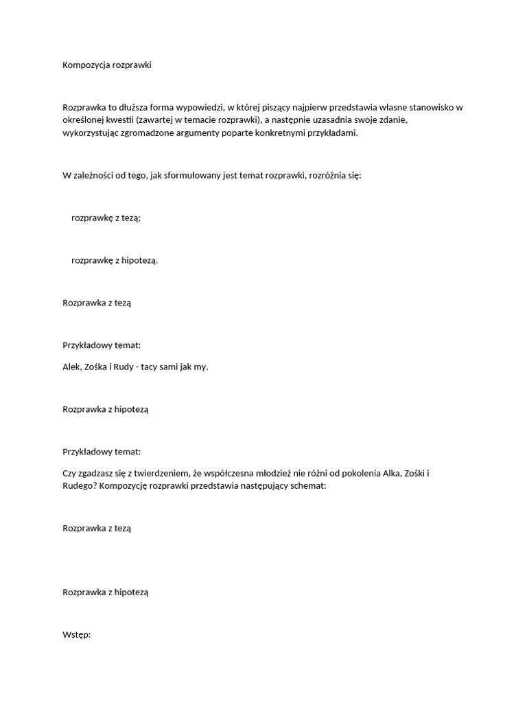 Kompozycja Rozprawki | PDF