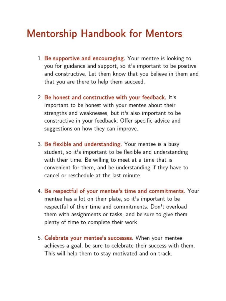 Mentorship Guide for Effective Mentors | PDF