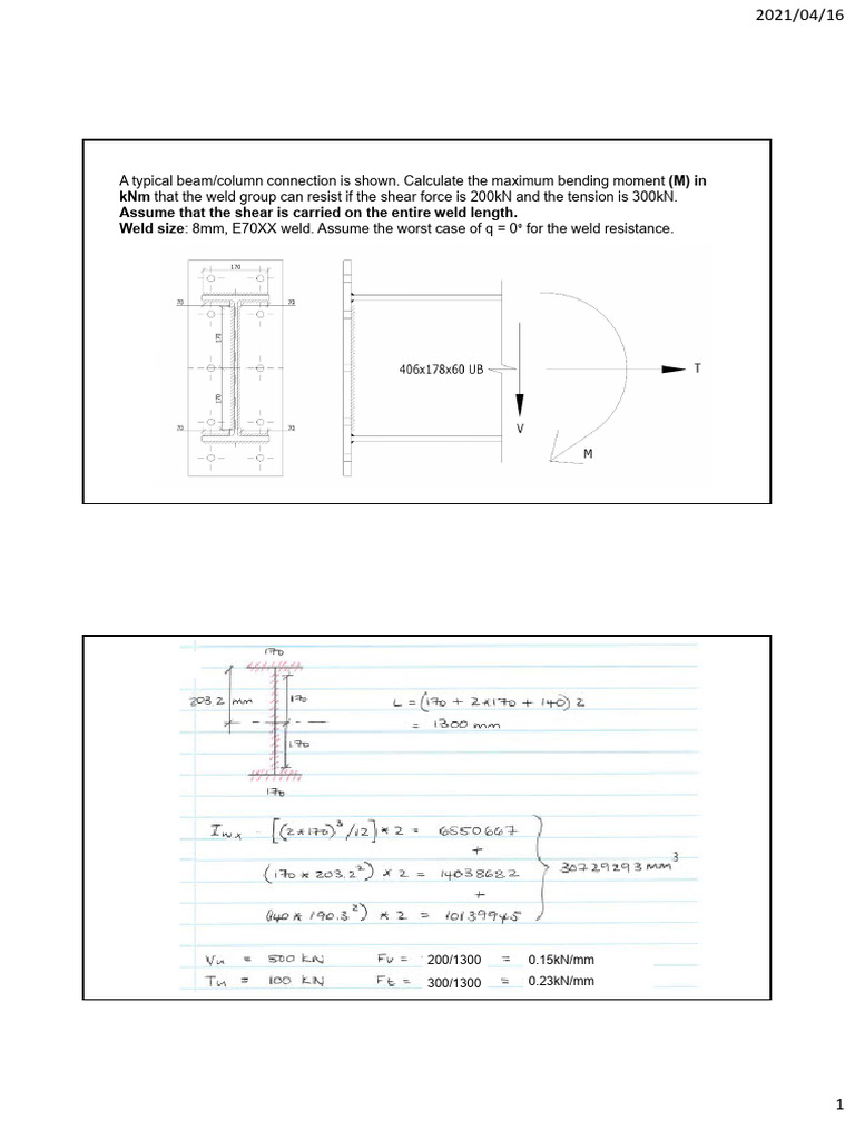 Beam/Column Connection Bending Moment Calculation | PDF