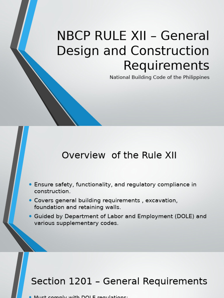 NBCP Rule XII: General Construction Standards | PDF