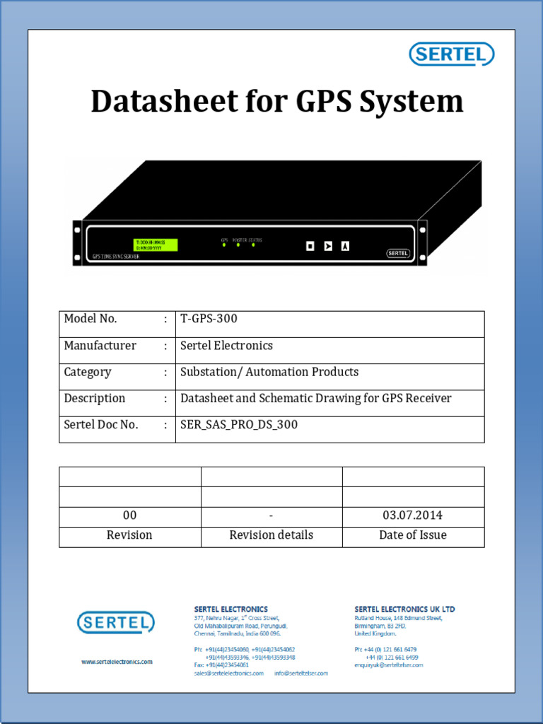 Sertel T-GPS-300 GPS Datasheet | PDF | Global Positioning System ...
