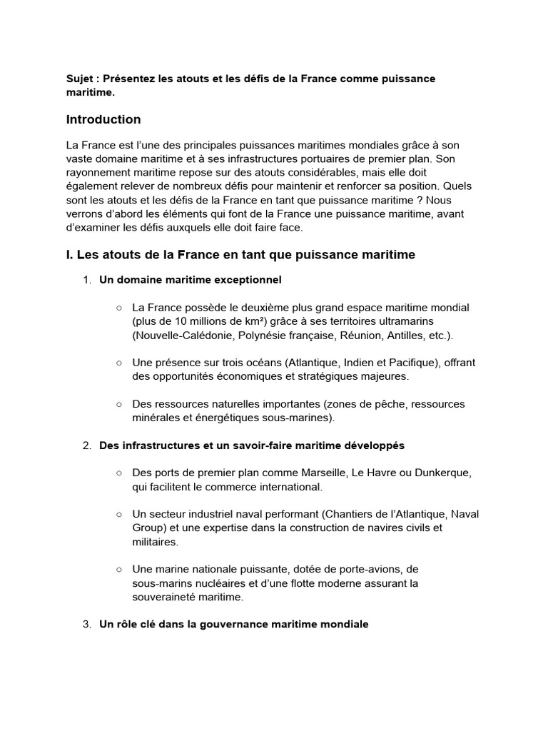 Atouts et défis de la France maritime | PDF | France | Littoral