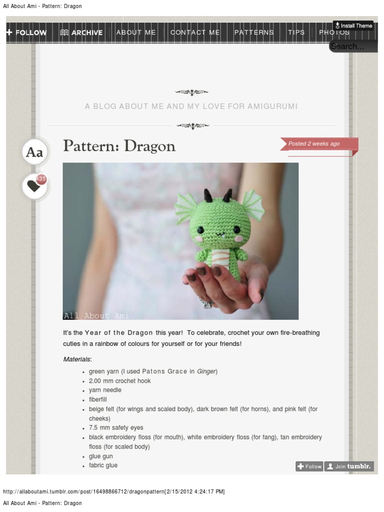 Crochet Dragon Pattern Guide | PDF | Crochet | Sewing